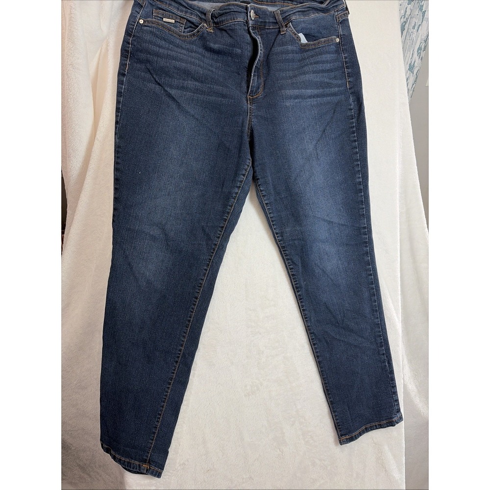 Nine‎ West Women's Blue Denim Boyfriend Jeans Slim Fit, 5-Pocket, Size 16